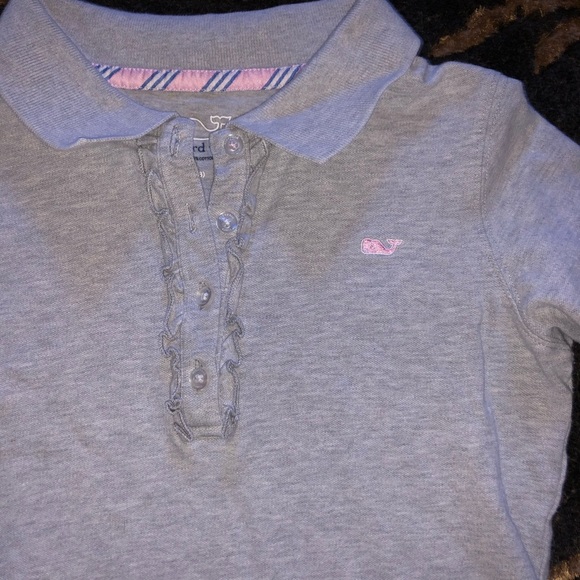 Girls Gray Long Sleeve Vineyard Vines Polo - Picture 3 of 4